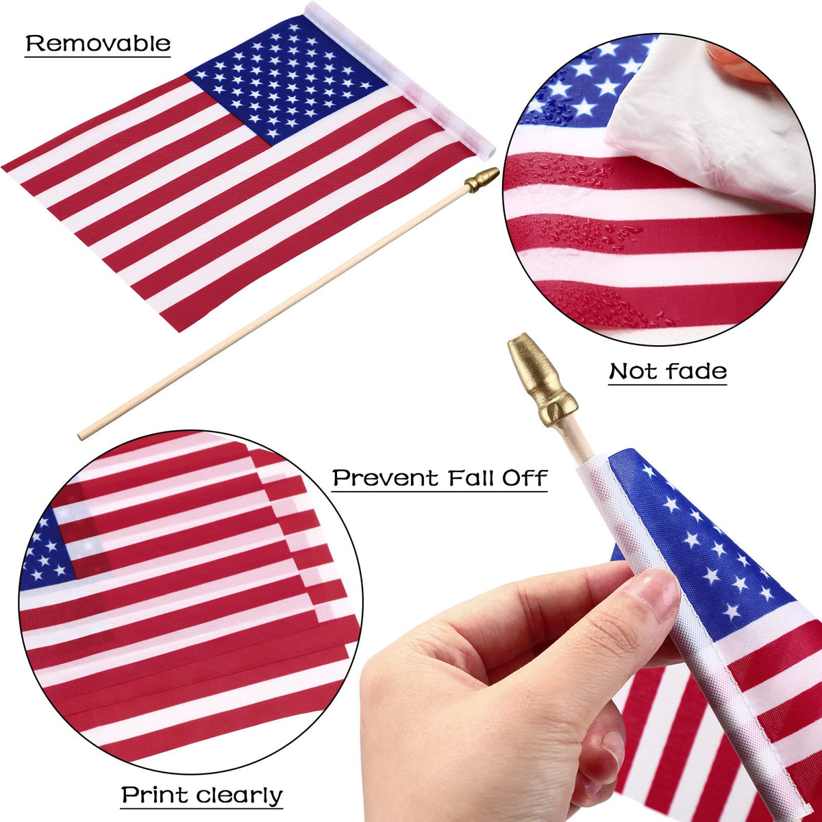 Tegeme small American flags for yard decor.