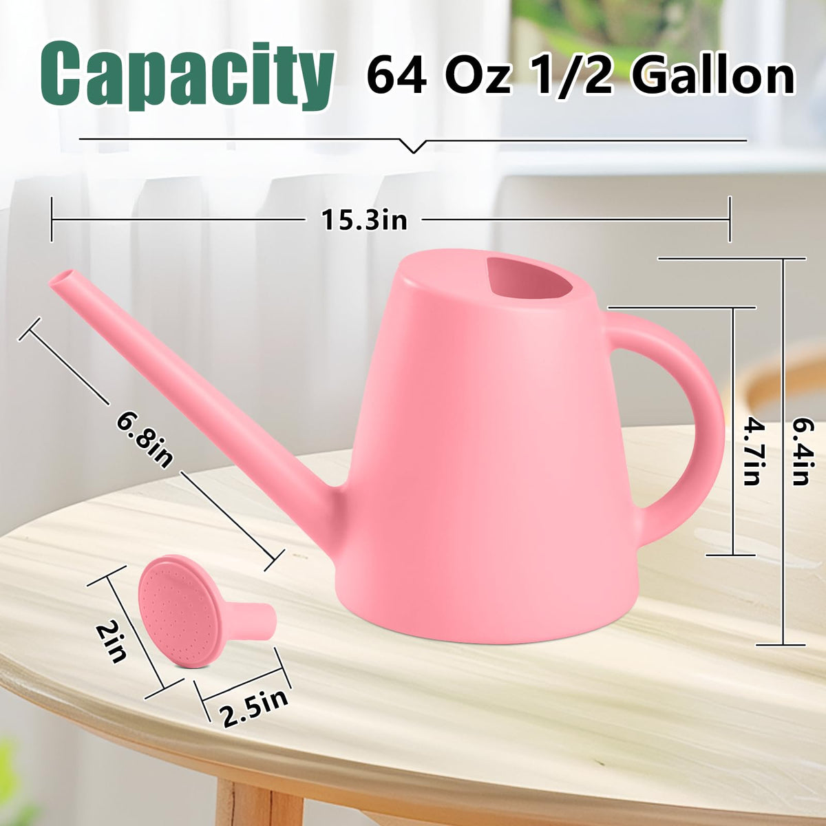 TEIUKAX 64oz capacity reduces faucet trips during watering.