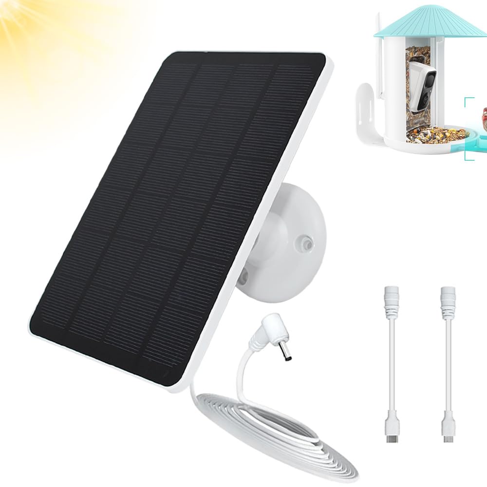 TEKCAM Bird Feeder Solar Panel 4W powers cameras in sunny conditions.