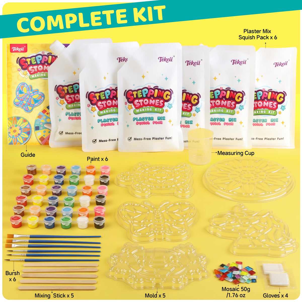 Tekeii stepping stone kit featuring heart mold for playful designs and memories.