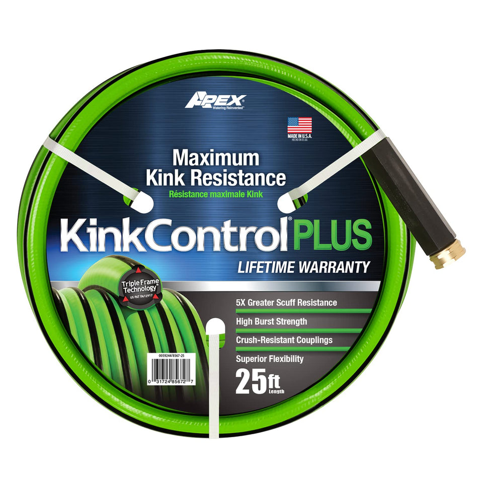 Teknor Apex Kink Control Plus 25ft hose shows kink resistance for uninterrupted watering