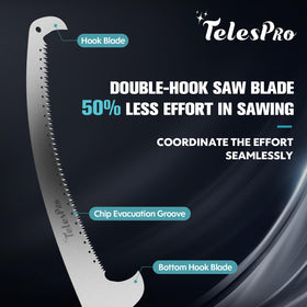 TelesPro pruning saw works with standard US Acme-pole threads for quick setup.