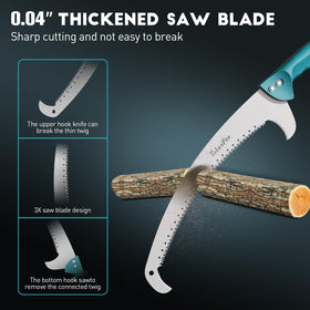 TelesPro pruning saw handles heavy-duty branches up to five inches for versatile outdoor tasks.