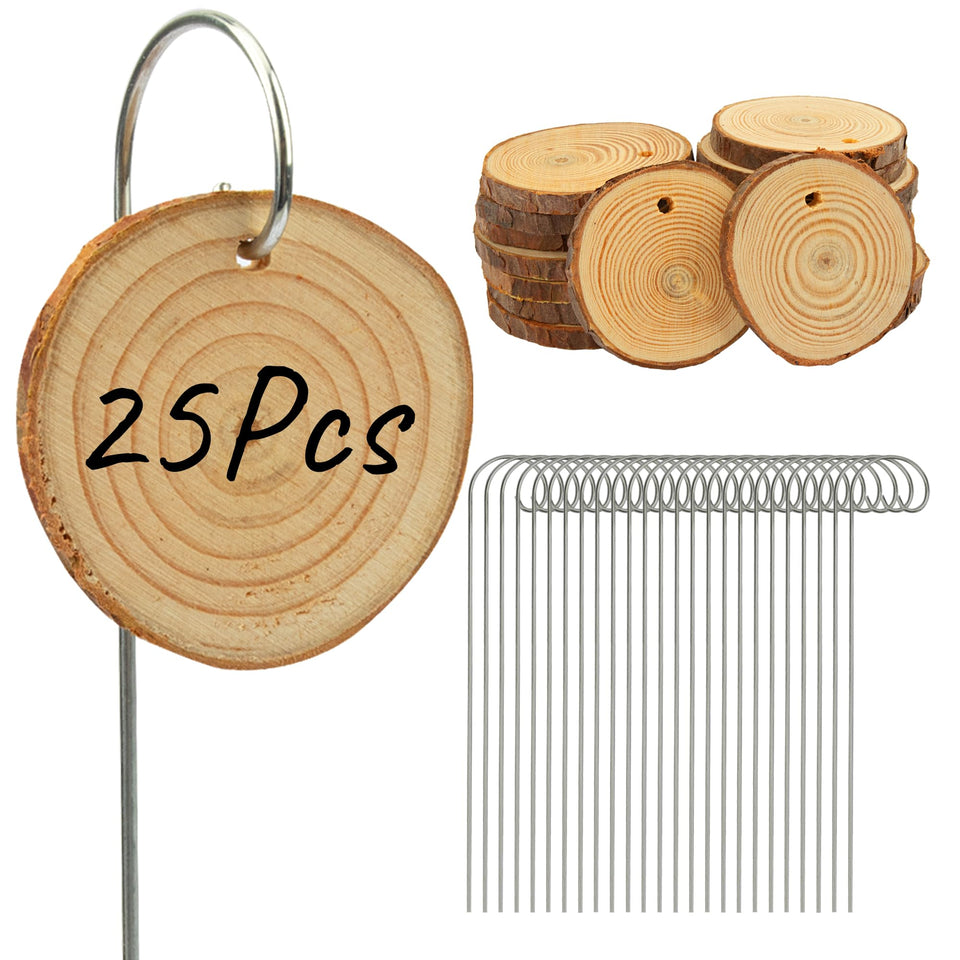 Temlum wooden plant labels with natural grain for garden labeling.