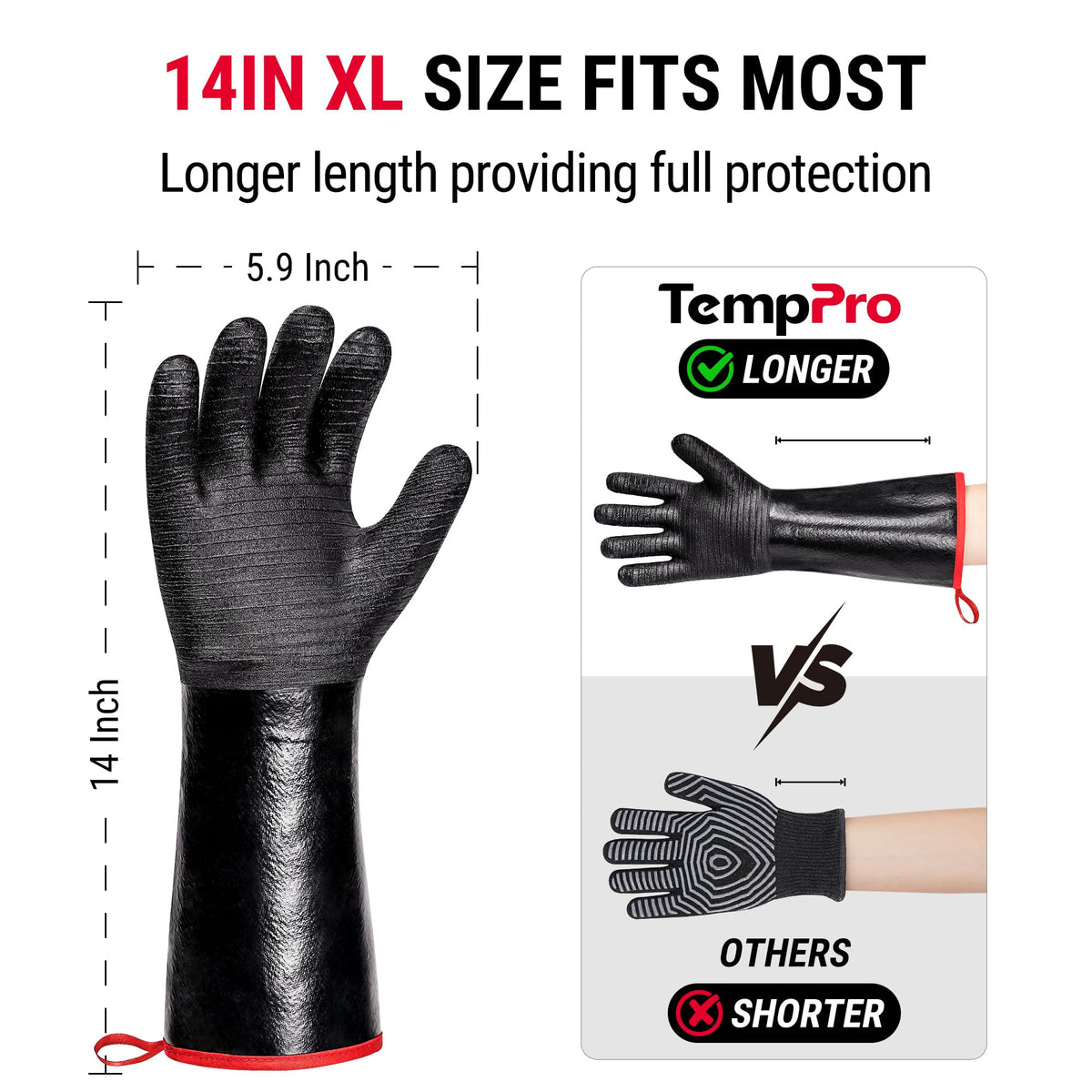 TempPro 15-inch sleeve guards arms for full heat protection during grilling.
