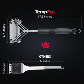 TempPro all-grill-types-safe design glides without scratching delicate surfaces.