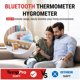 TempPro hygrometer with Bluetooth app enables remote monitoring from anywhere.