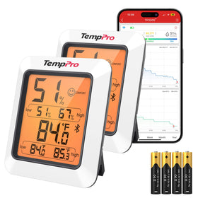 TempPro hygrometer with backlit display for easy night time readings