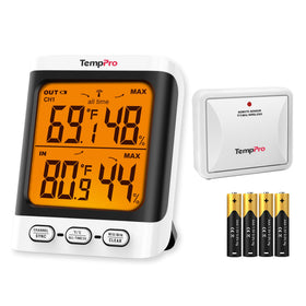 TempPro outdoor thermometer 500ft range for monitoring distant garages or greenhouses.