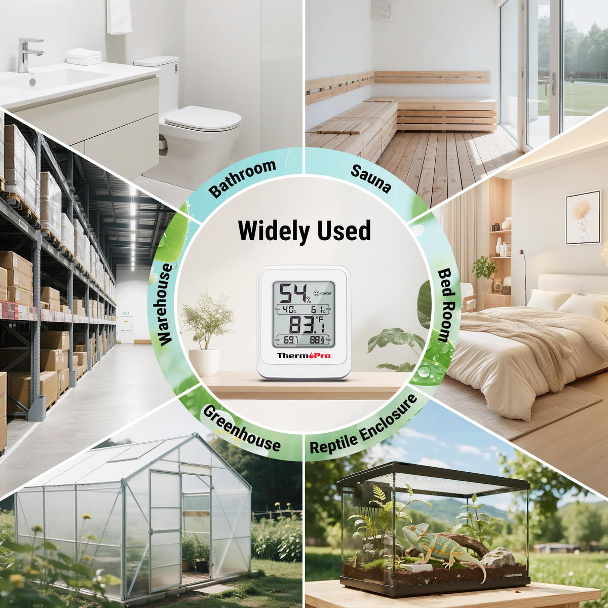 TempPro TP150 Greenhouse Thermometer Hygrometer | IPX5 Humidity Monitor