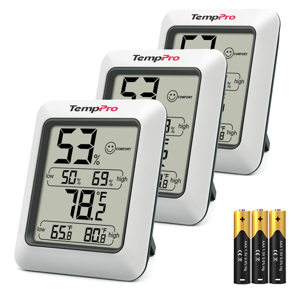 TempPro TP50 front display shows humidity and temperature clearly for quick checks.