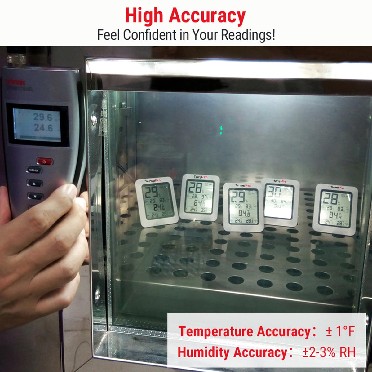 TempPro TP50 high and low records track changes over time for comparisons.
