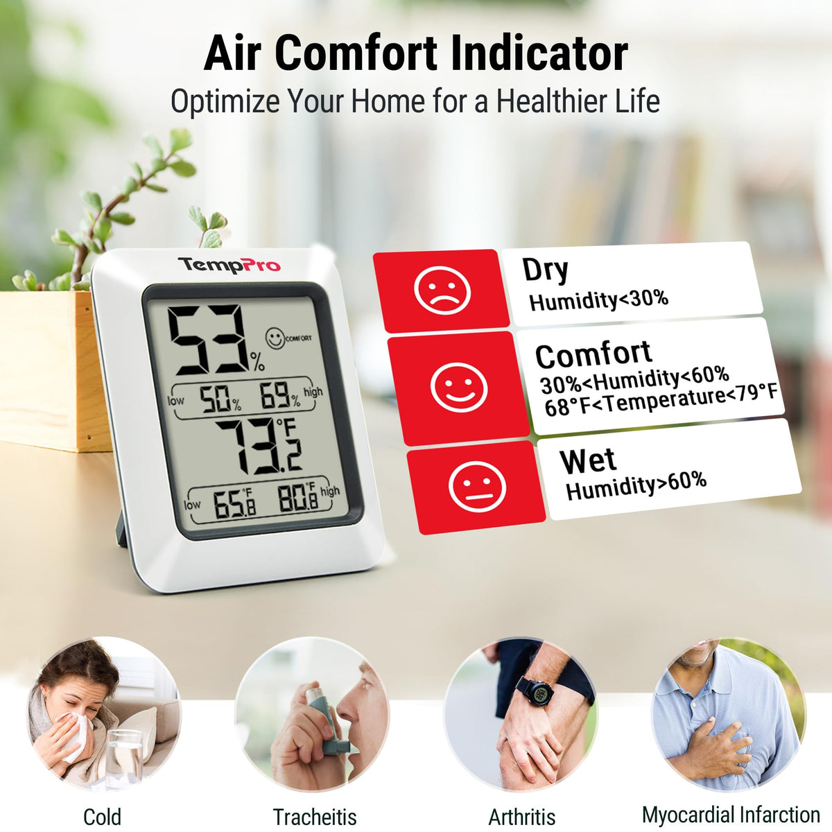 TempPro TP50 records high and low temperatures and humidity for reference.