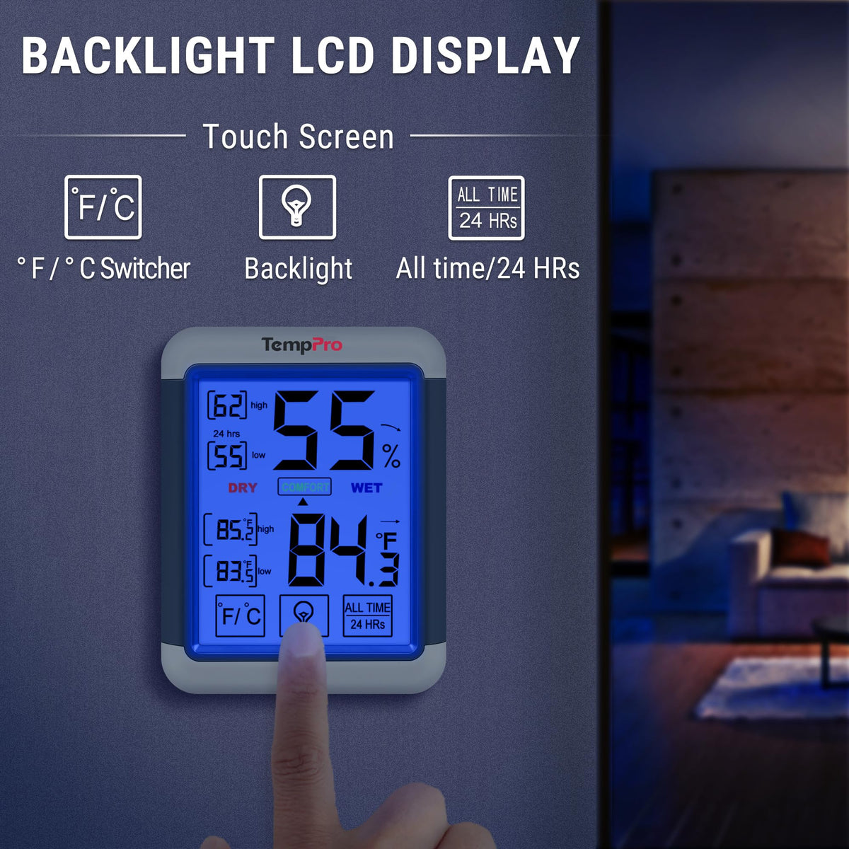 TempPro TP55 high-accuracy sensors delivering reliable temperature and humidity readings.