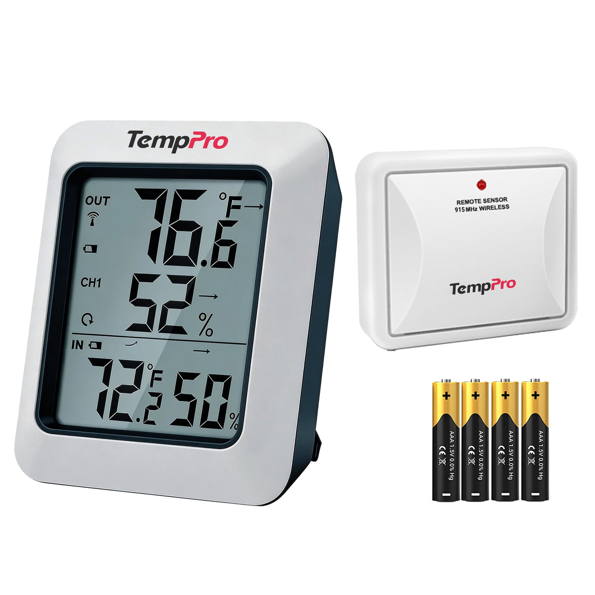TempPro TP60 display panel shows temperature and humidity at a glance