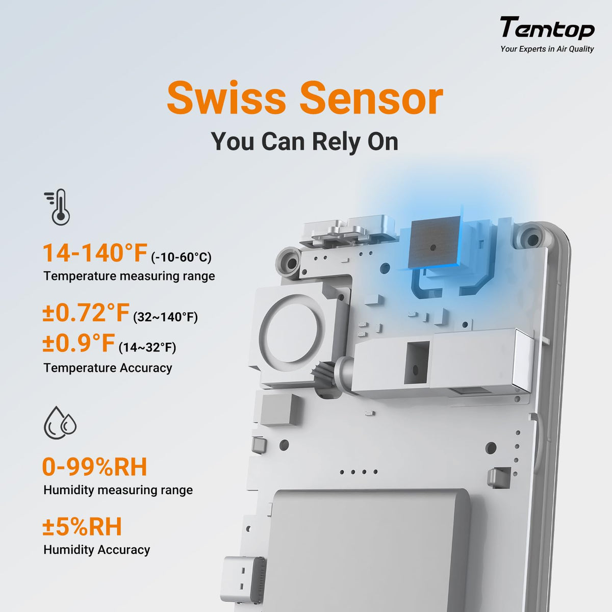 Temtop T1 trend export shows historical temperature and humidity data
