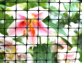 Tenax black net in garden setup demonstrates versatile fencing for pets or plants
