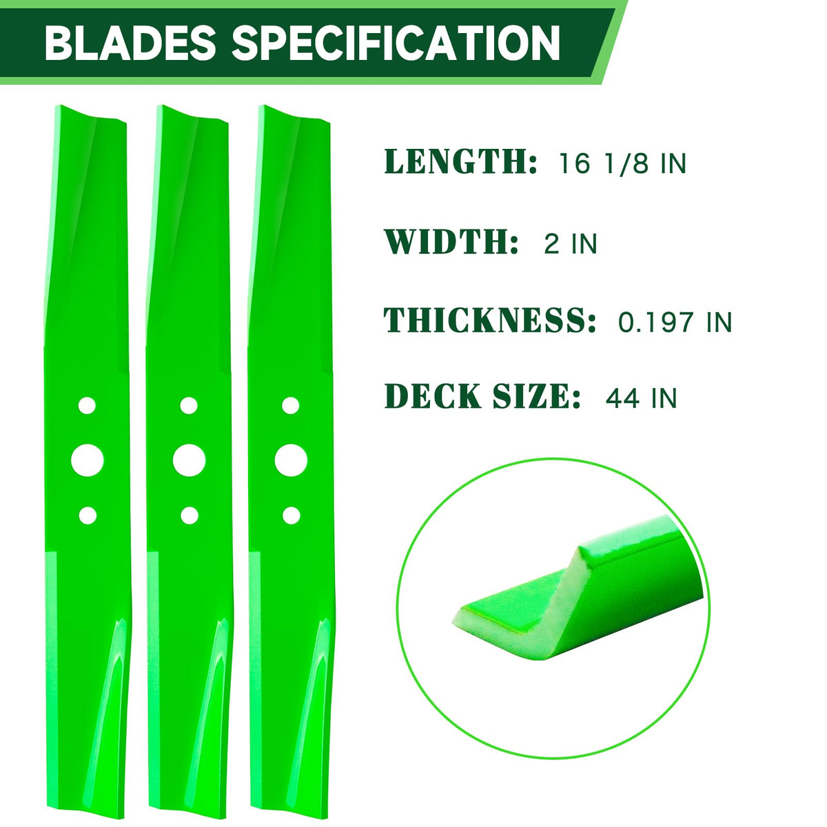 TENGMUJX 44-inch deck blade pack ready for replacement