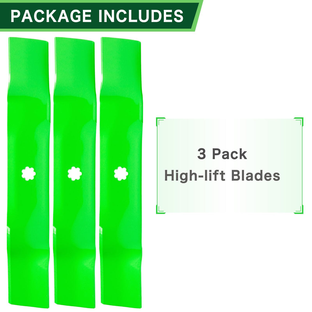 Lift measurement of 1-3/16 inch on the TENGMUJX blade enhances deck performance.