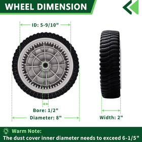 TENGMUJX 8-inch front drive wheel for Troy-Bilt TB230 enhances cutting performance.