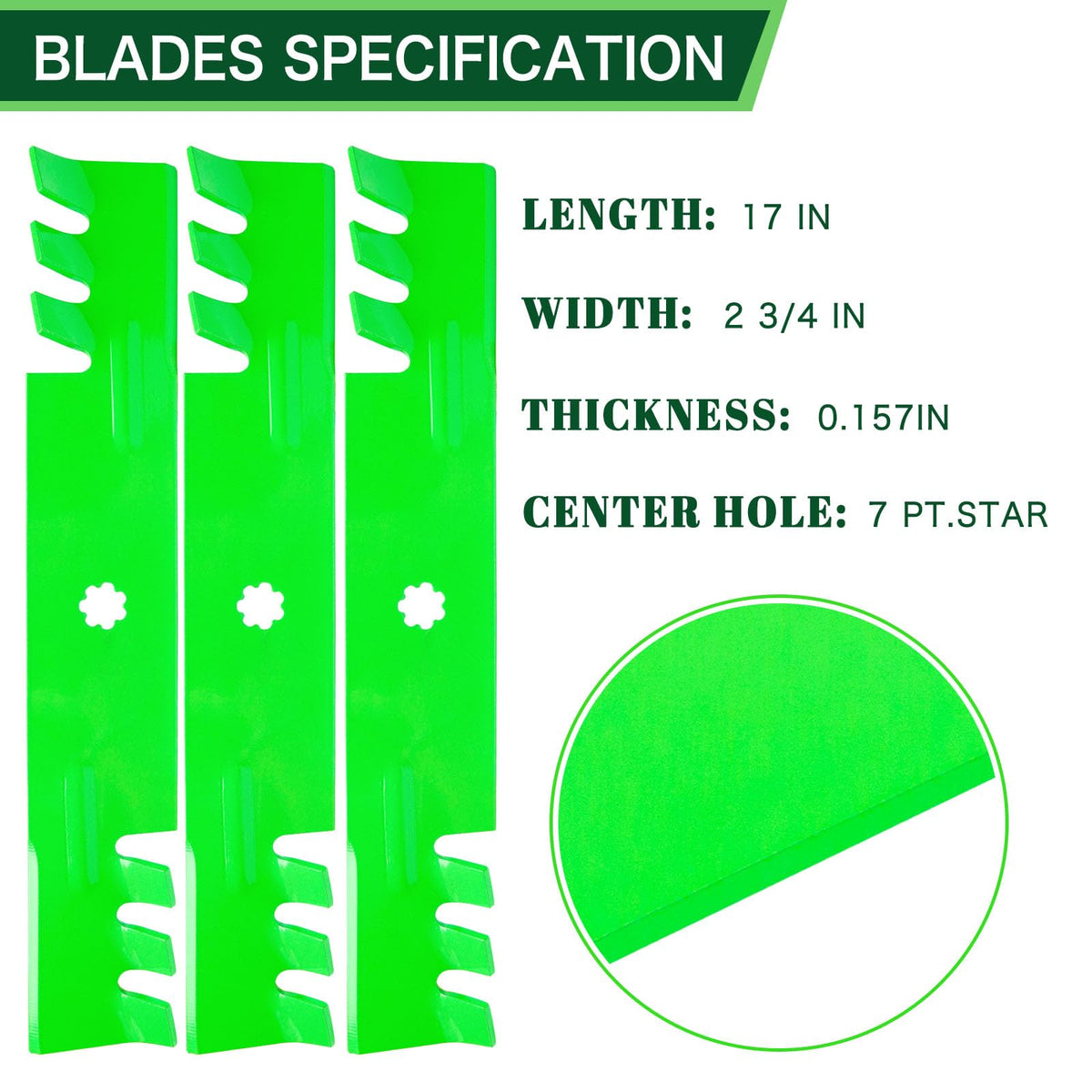 TENGMUJX blade fits John Deere 145–155C for versatile lawn care.