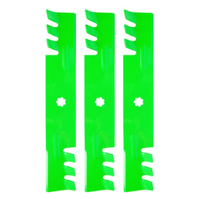 TENGMUJX deck mower blade close-up shows toothed edge for precise cuts.