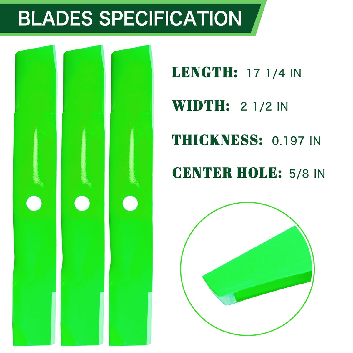 TENGMUJX high lift blade for John Deere 325-335 boosts lift for even clippings