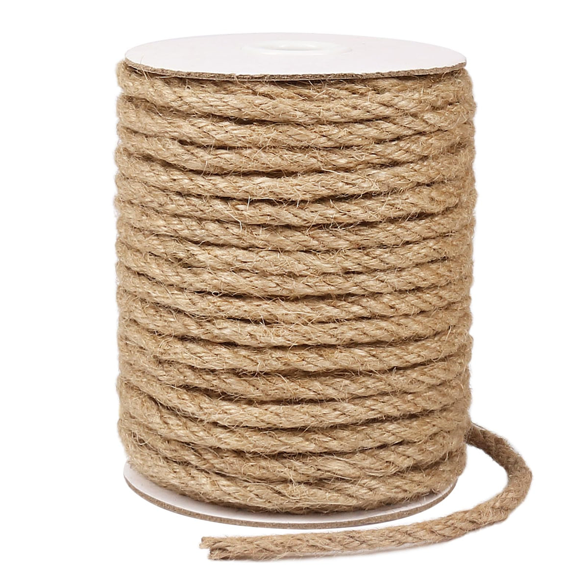 Tenn Well 6mm jute rope on a spool close-up, natural texture and thickness.