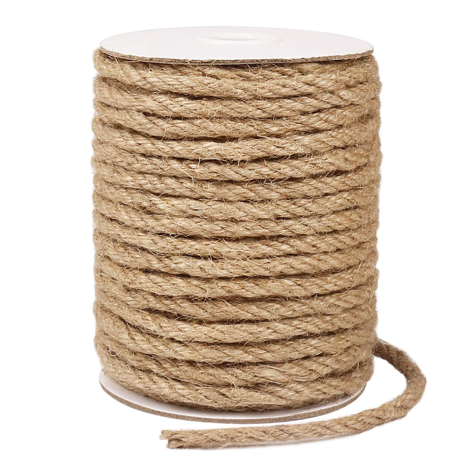 Tenn Well 6mm jute rope on a spool close-up, natural texture and thickness.