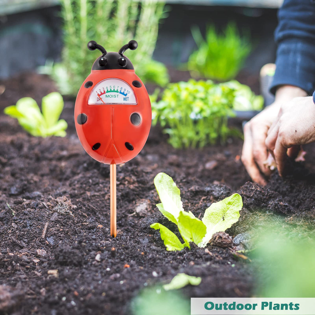 Tennedriv Green battery-free plant meter with clear gauge aids watering decisions.