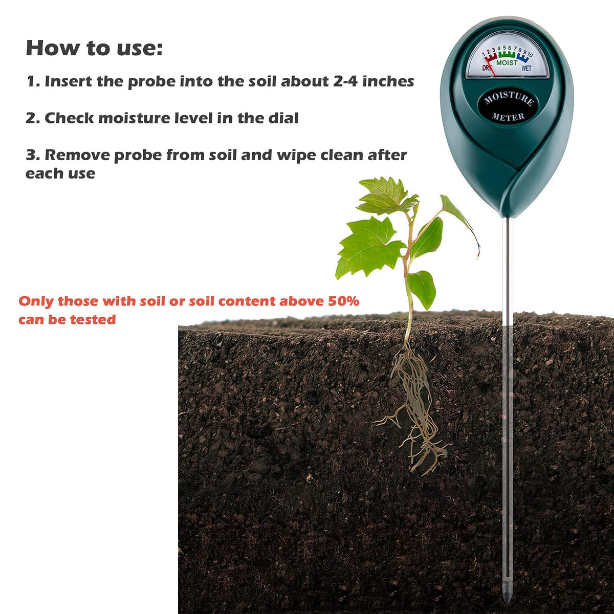 Tennedriv Green easy-to-read gauge helps quick moisture checks.