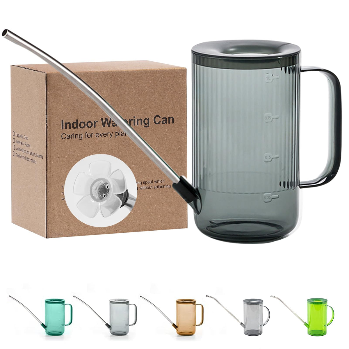 Tennedriv Green long-spout watering can grey reaches tall or hanging plants with precision.