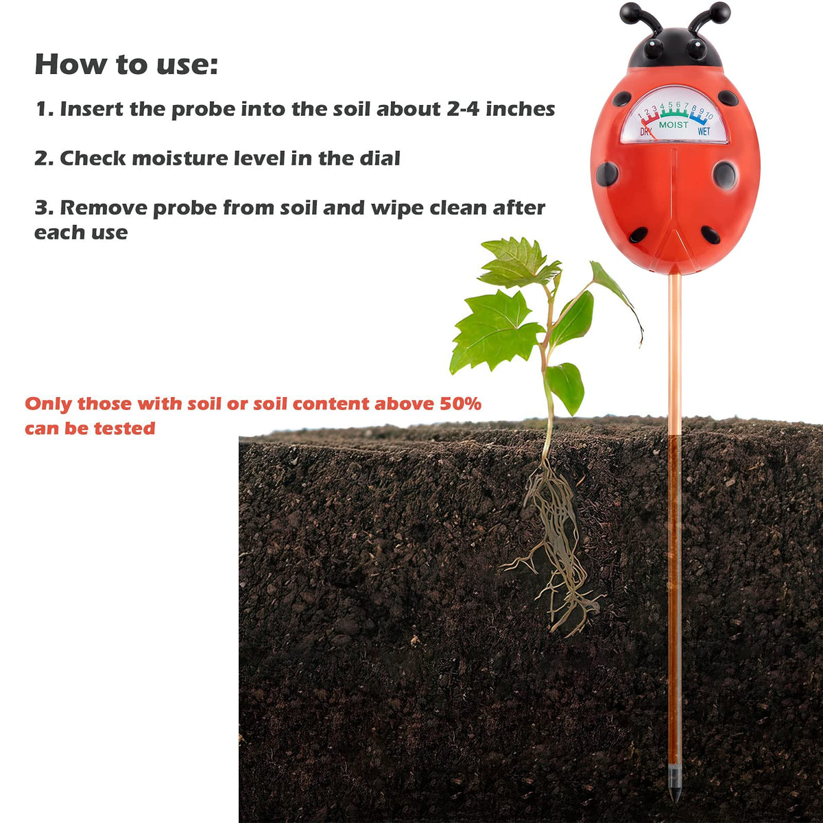 Tennedriv Green outdoor garden moisture meter helps prevent overwatering.