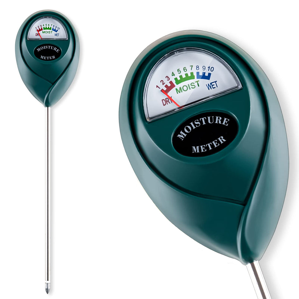 Tennedriv Green soil moisture meter in indoor plants for precise watering guidance.