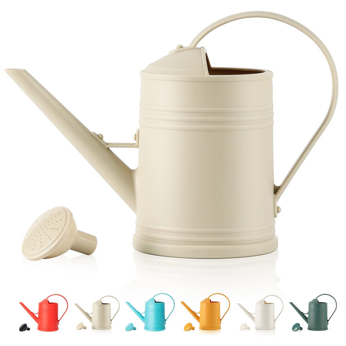 Tennedriv Green watering can with sprinkler head for even indoor plant watering.