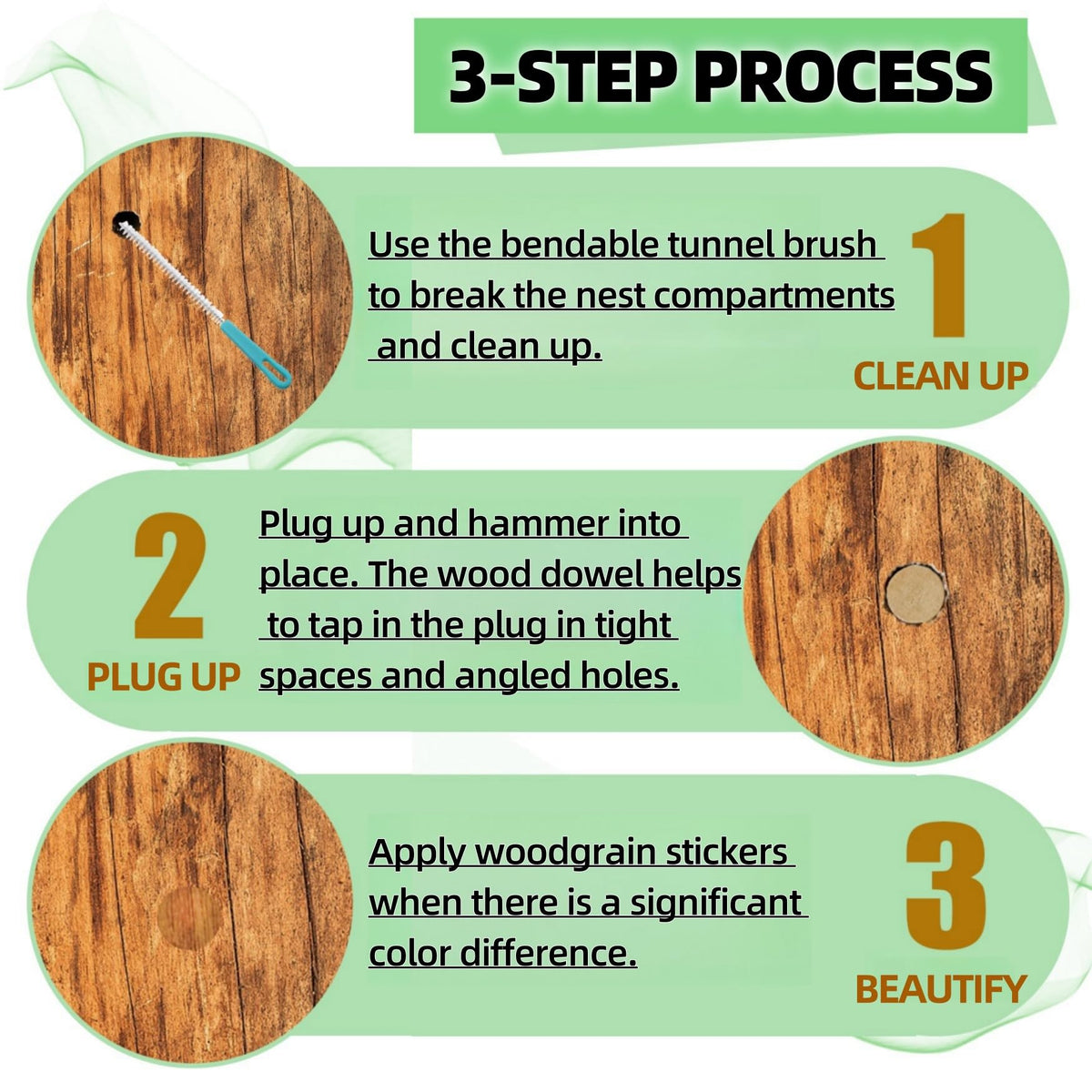 Tensland wood grain decals to match repaired wood color