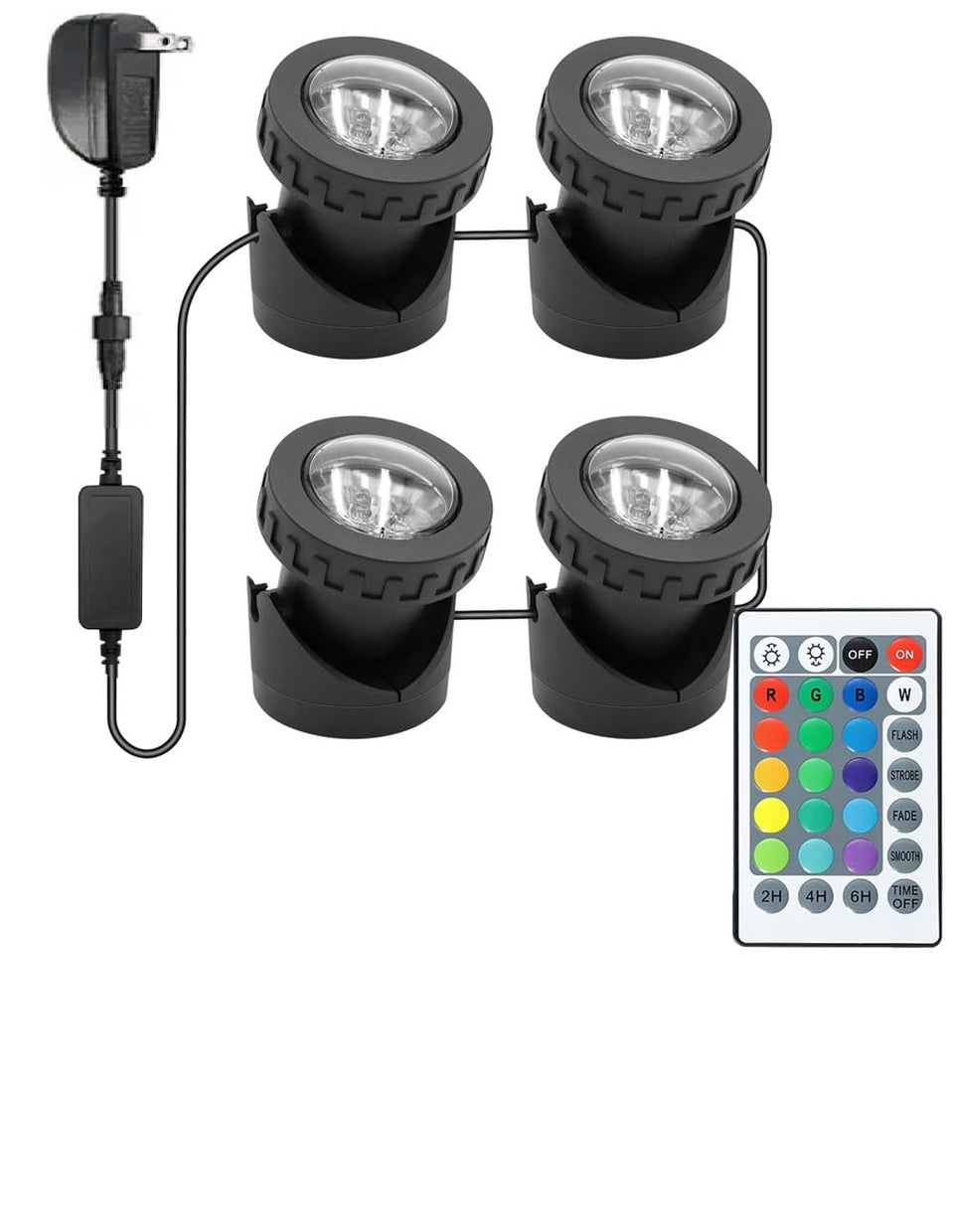 TENSUL colored pond lights with timer for ambient pond lighting.