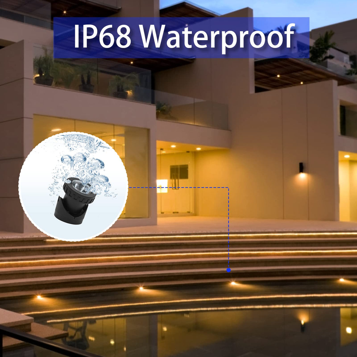 TENSUL three-light pond set creates layered illumination.