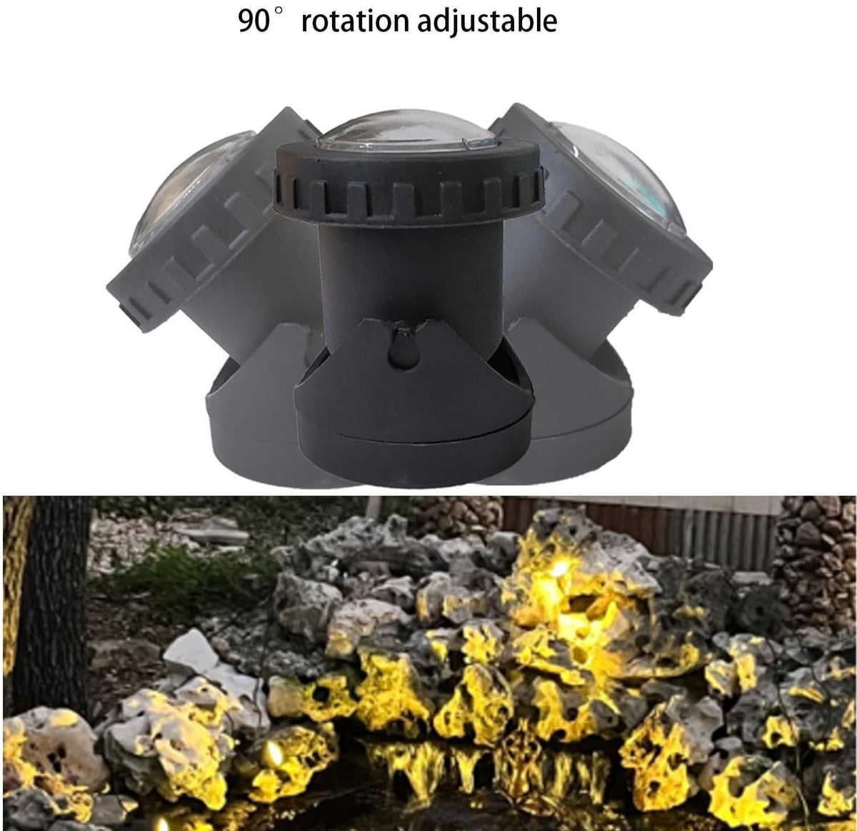 TENSUL two-in-one pond lights set on one wire for easy mounting
