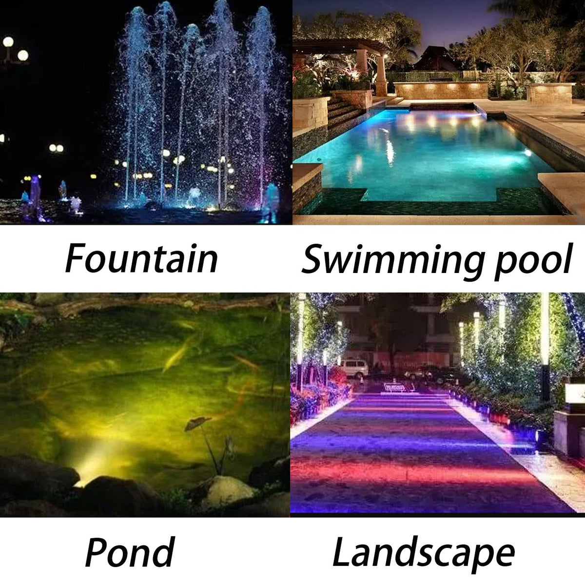 TENSUL two-pack fountain lights for versatile landscape lighting.