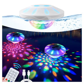 TEPENAR rechargeable floating pool light with remote control for easy color customization.