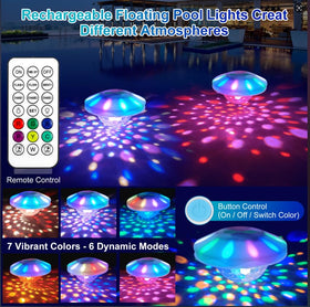 TEPENAR remote-control floating pool light lets you change colors from distance.