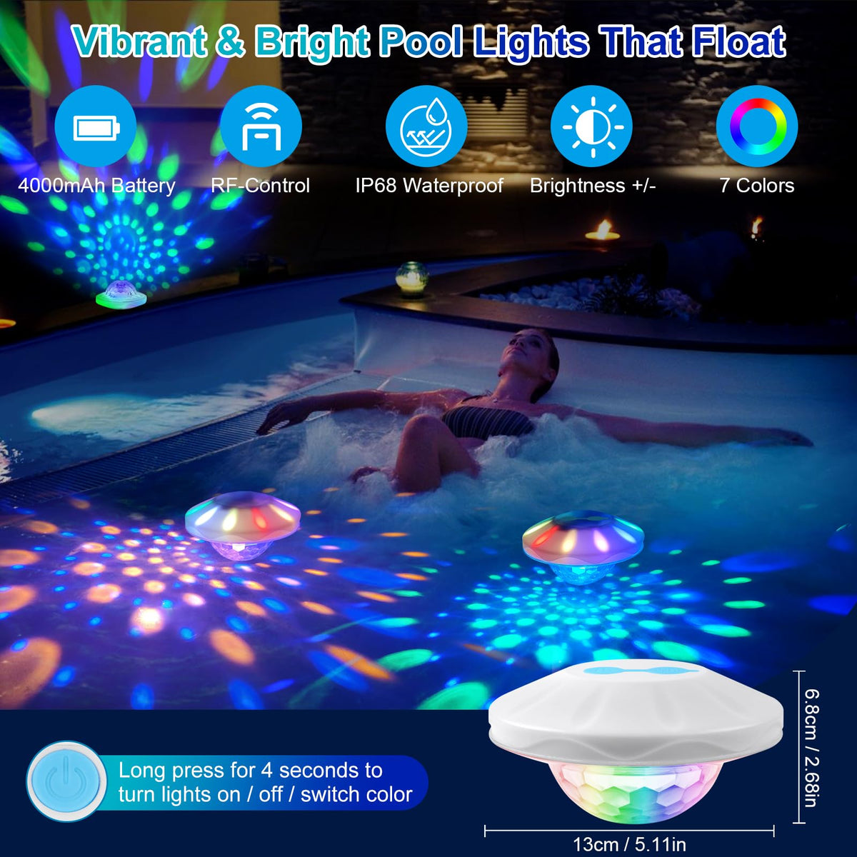 TEPENAR USB-C charging floating lights offer long runtime after a quick recharge.