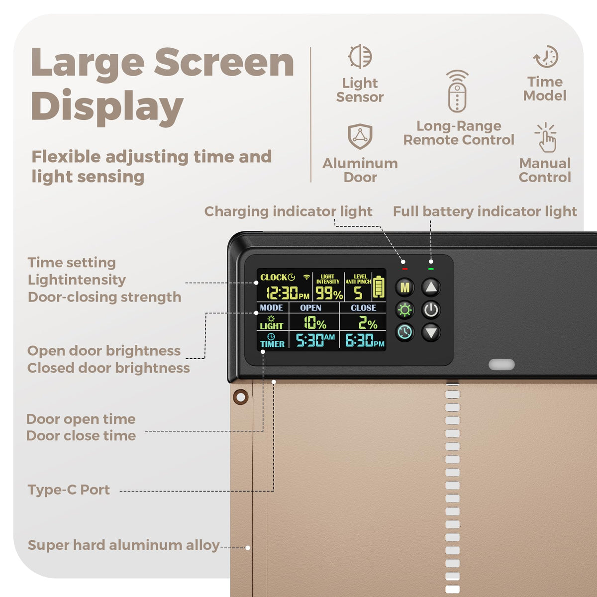Tephrotrak color LCD display makes setup quick and clear.