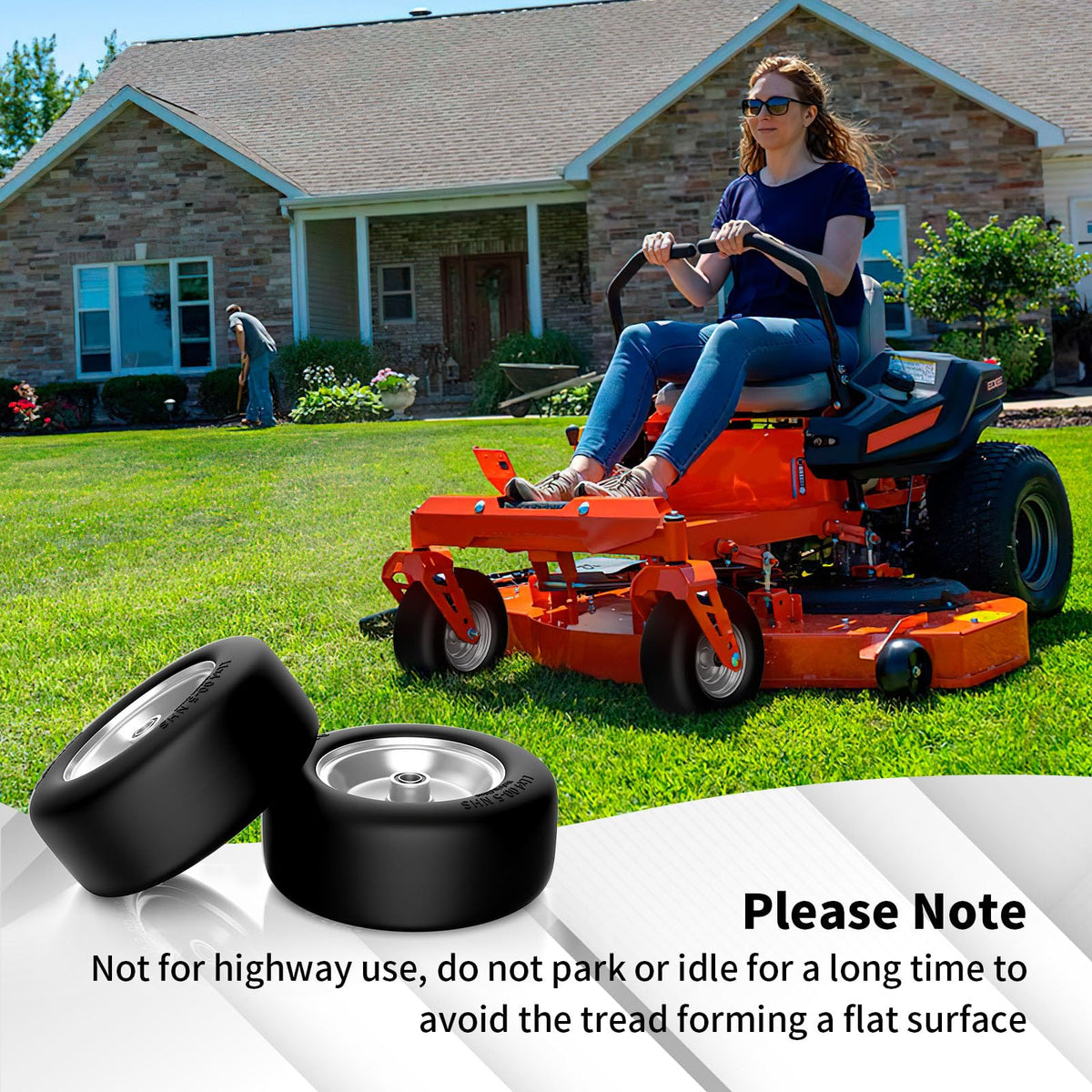 TEPU 11x4-5 flat-free tire on a zero-turn mower demonstrates compatibility