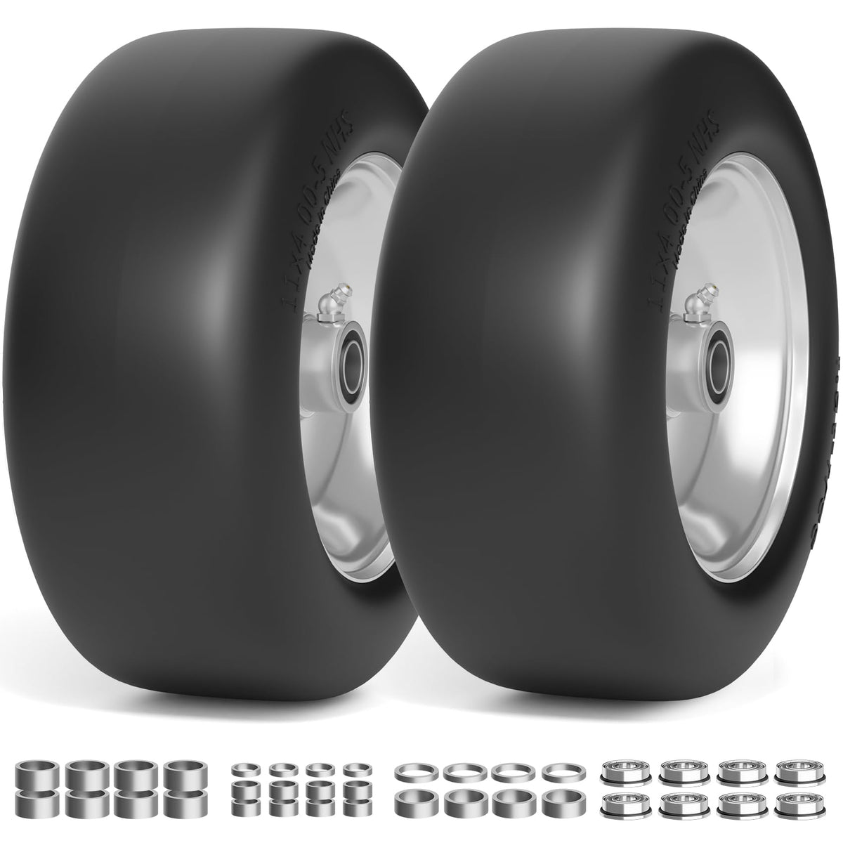 TEPU 11x4-5 flat-free tire side view for lawn mowers, puncture-free performance