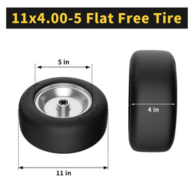 TEPU 11x4-5 flat-free tire tread close-up shows smooth ride and durability