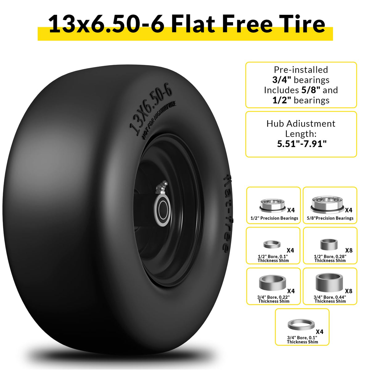 TEPU side profile of flat-free tire showing puncture-resistant design