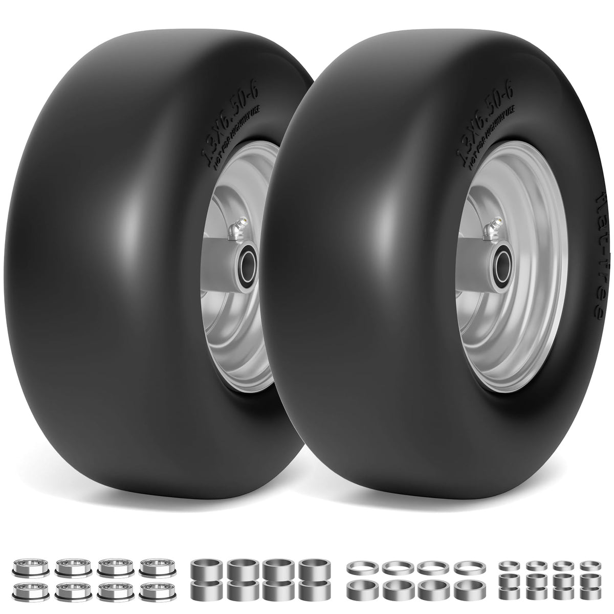 TEPU front flat-free tire close-up highlights solid polyurethane design for stable steering