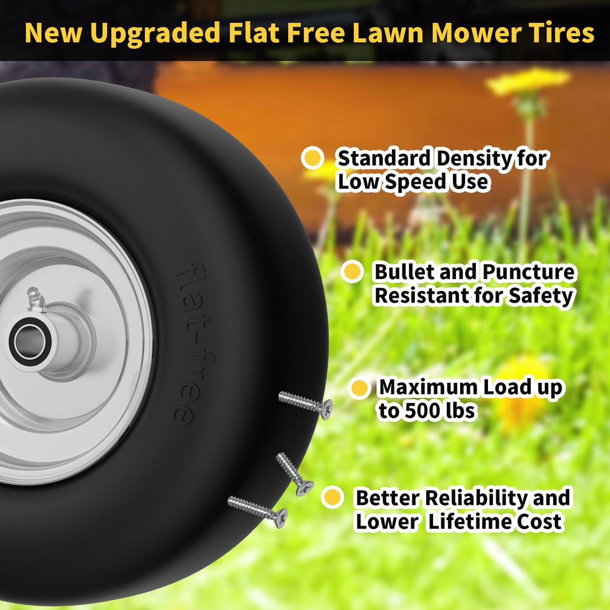 TEPU front tire supports up to 500 lbs for durable front-end stability